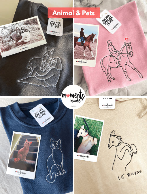 Personalised Hand-drawn Outline Embroidered Hoodies, Sweatshirts & Zip-ups