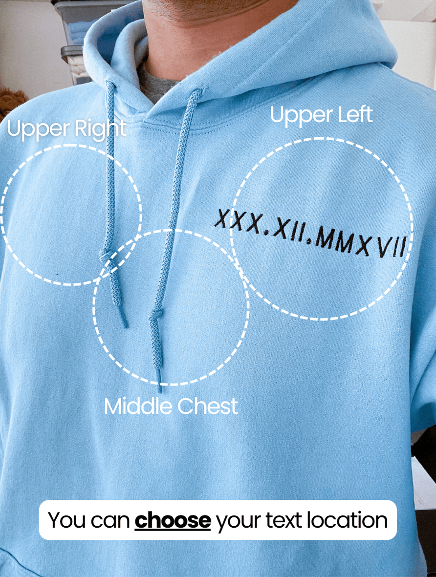Roman Numeral Dates Embroidered Hoodies & Sweatshirts