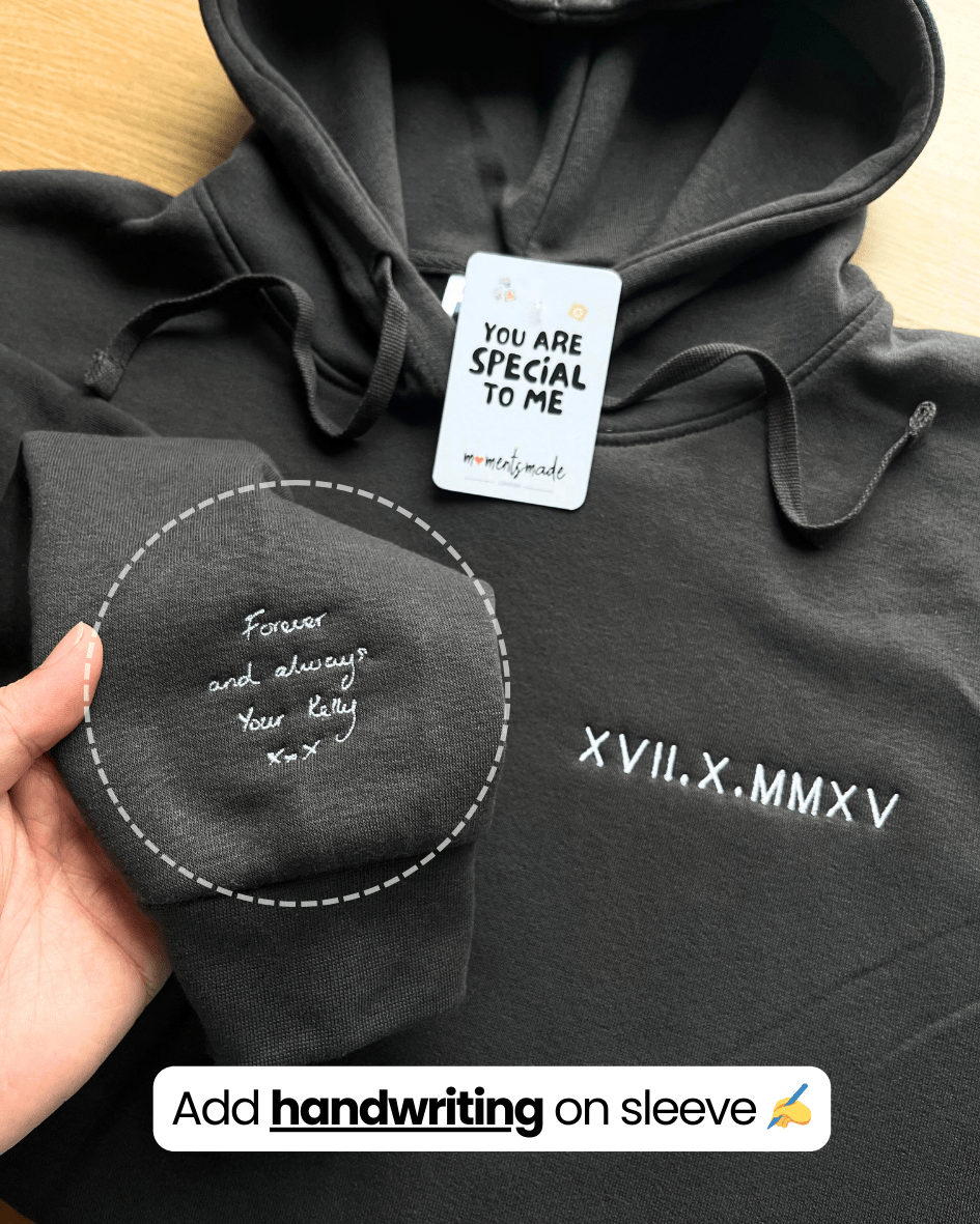 Roman Numeral Dates Embroidered Hoodies & Sweatshirts