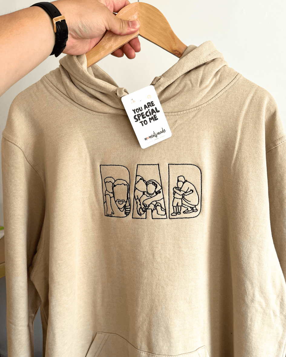 Personalised "PAPA" Photo Outline Embroidered Hoodies, Sweatshirts & Zip-ups