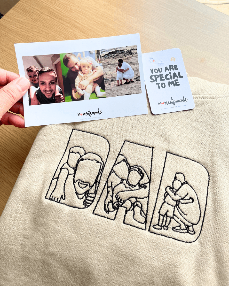 Personalised "PAPA" Photo Outline Embroidered Hoodies, Sweatshirts & Zip-ups