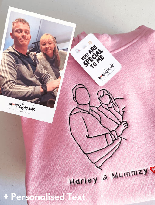 Personalised Hand-drawn Outline Embroidered Hoodies, Sweatshirts & Zip-ups