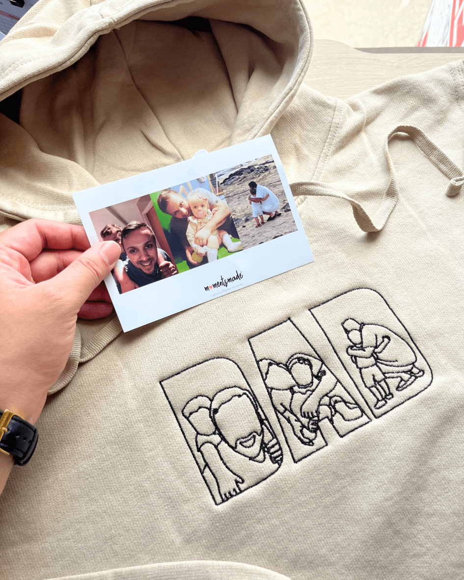 Personalised "PAPA" Photo Outline Embroidered Hoodies, Sweatshirts & Zip-ups