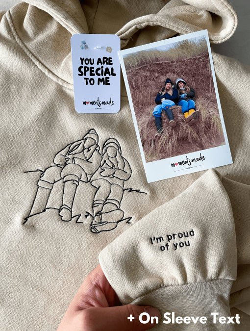 Personalised Hand-drawn Outline Embroidered Hoodies, Sweatshirts & Zip-ups