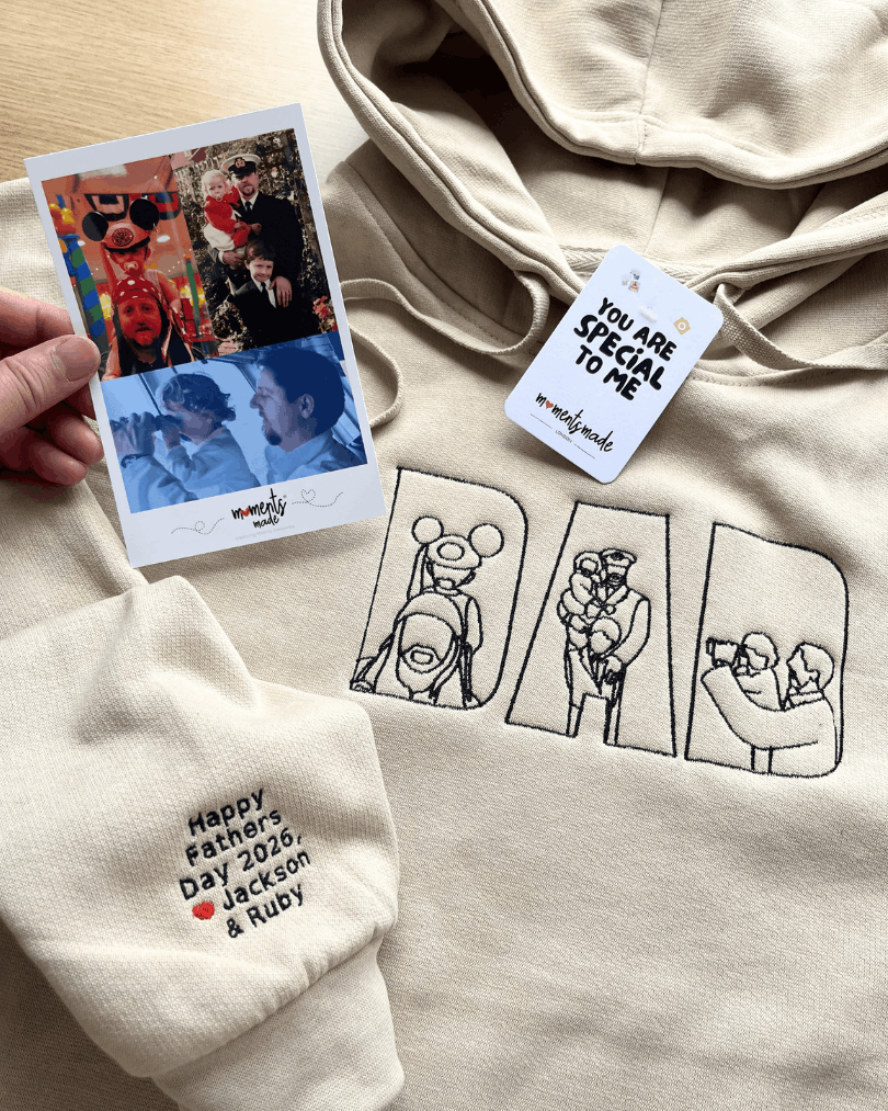 Personalised "DAD" Photo Outline Embroidered Hoodies, Sweatshirts & Zip-ups