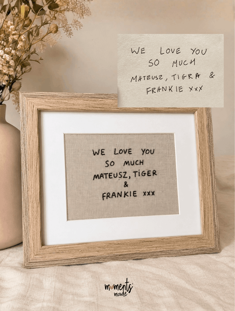 Custom Handwriting Embroidery Framed Keepsake