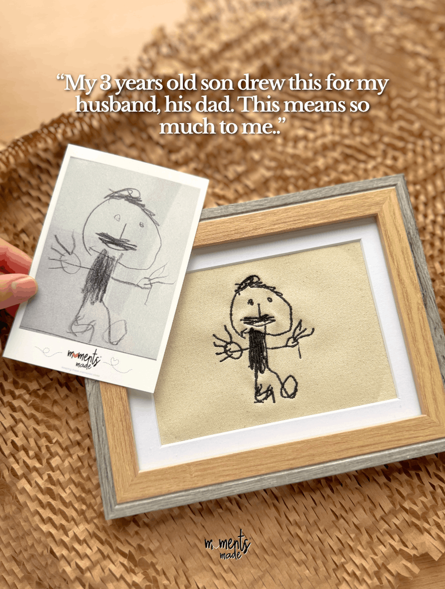 Custom Handwriting & Drawing Embroidery Framed Keepsake