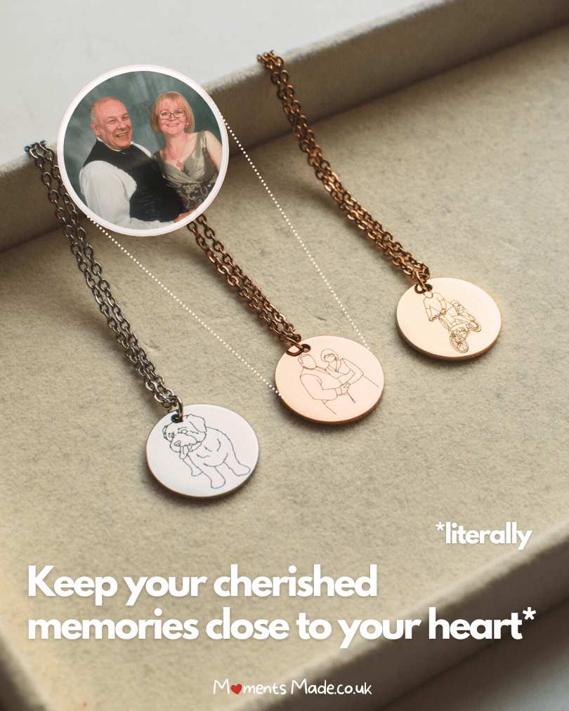 Memory Necklace | Hand-drawn Photo Outline  ✨
