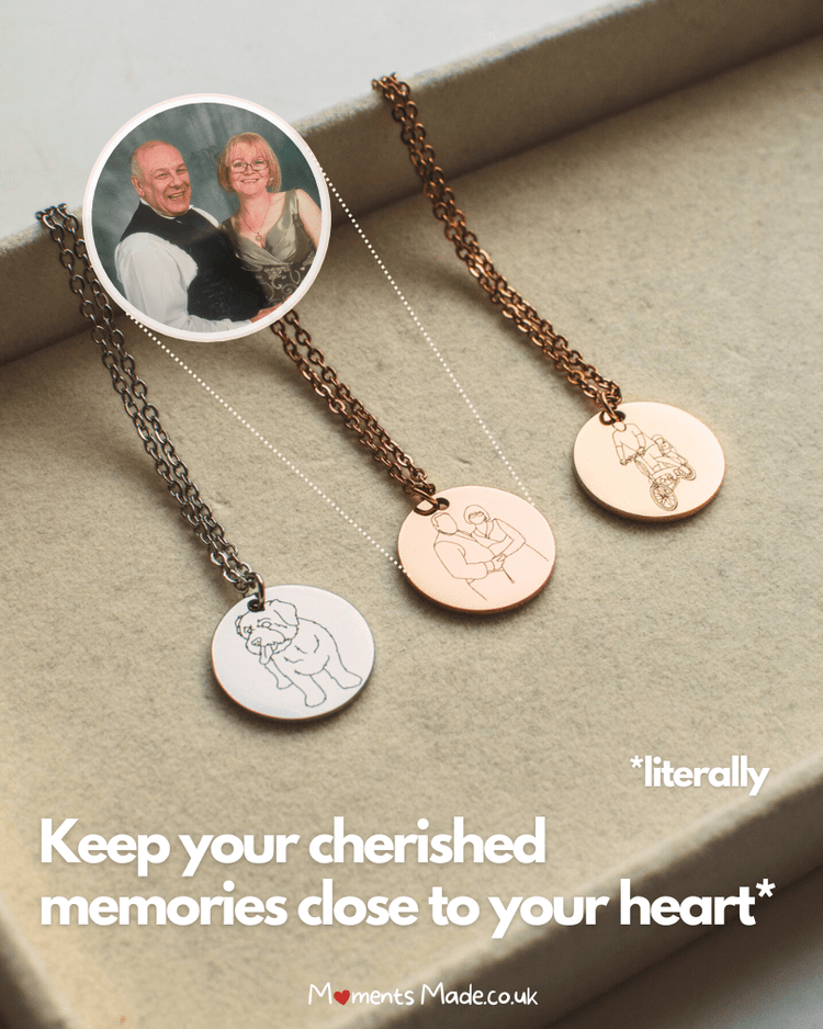 Memory Necklace | Hand-drawn Photo Outline  ✨