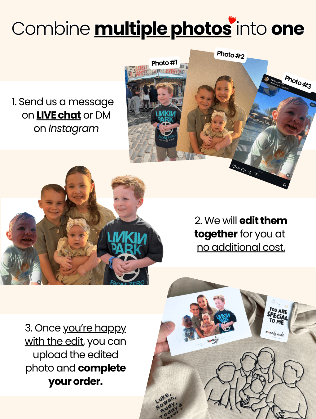 Personalised Hand-drawn Outline Embroidered Hoodies, Sweatshirts & Zip-ups