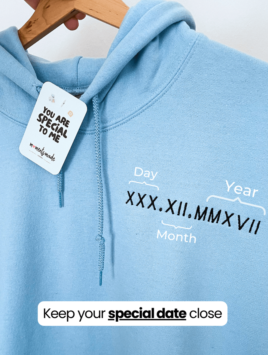 Roman Numeral Dates Embroidered Hoodies & Sweatshirts