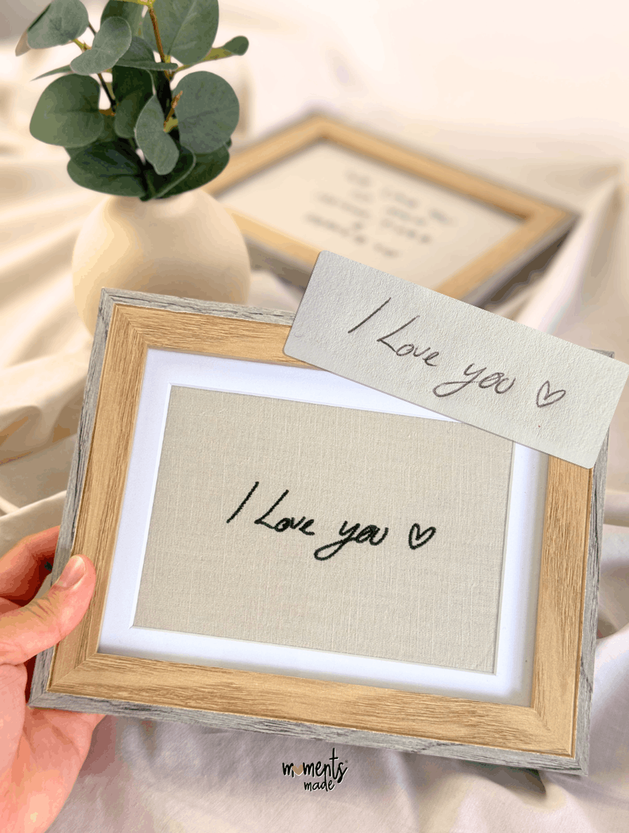 Custom Handwriting Embroidery Framed Keepsake