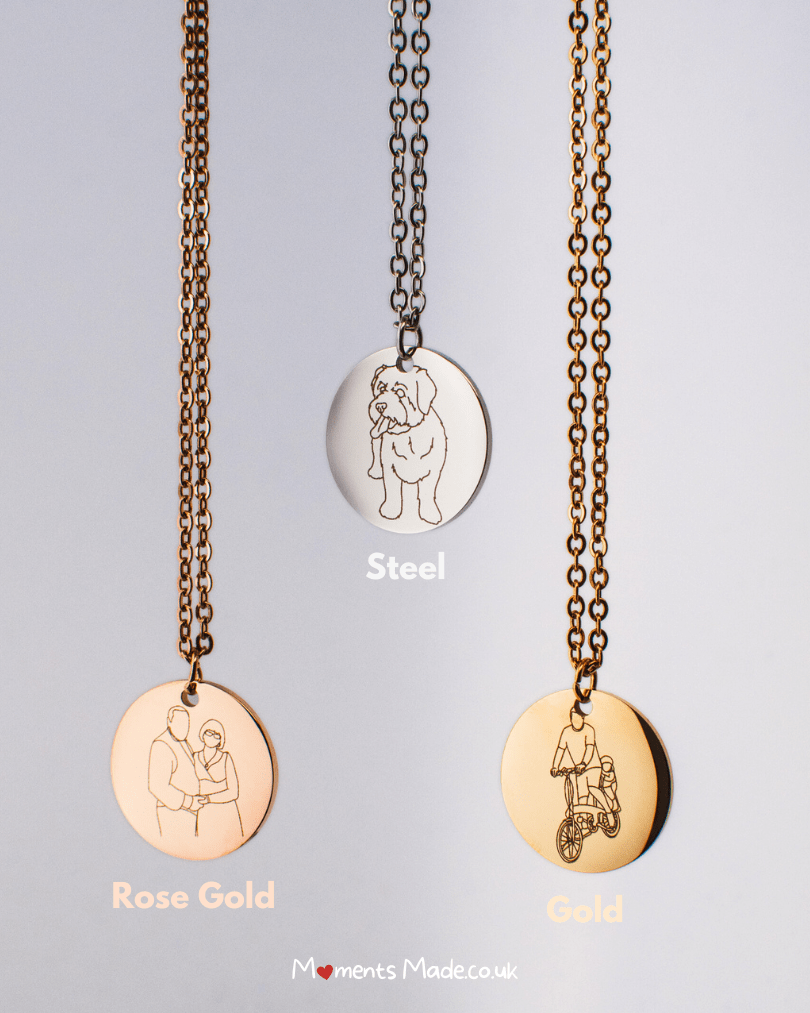 MomentsMade© Hand-drawn Photo Outline Round Necklace ✨