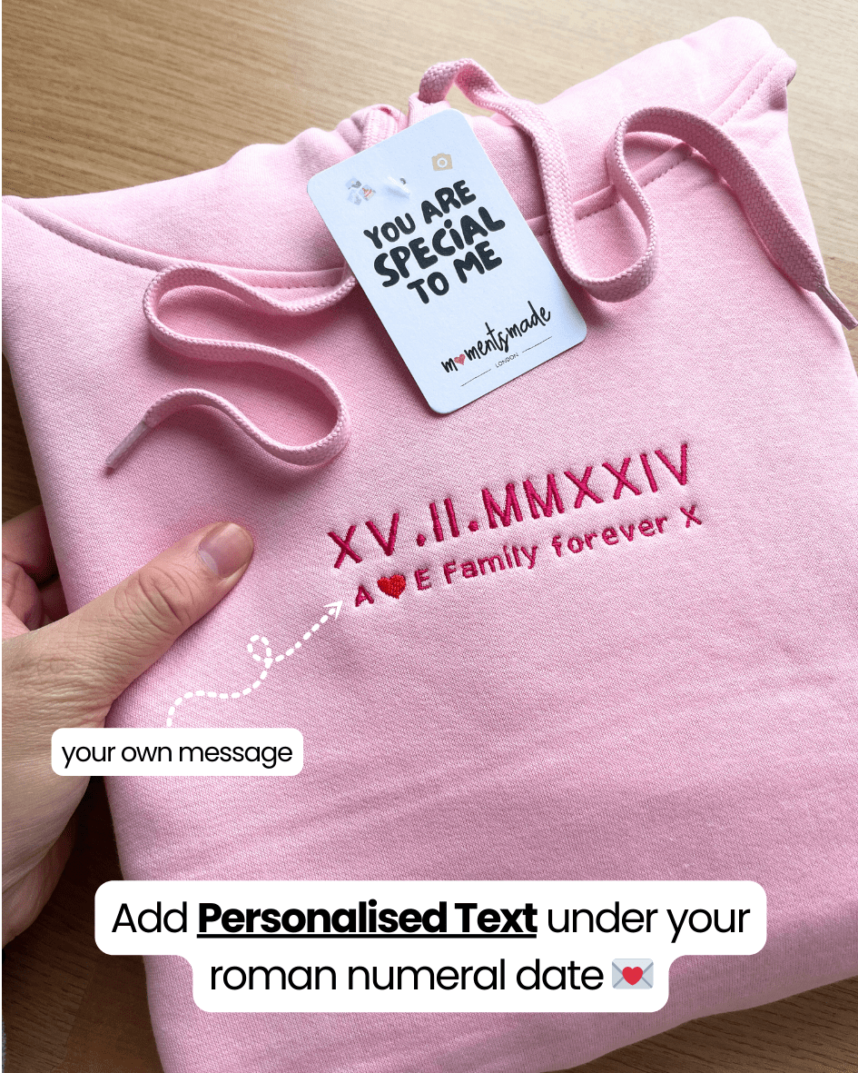 Roman Numeral Dates Embroidered Hoodies & Sweatshirts