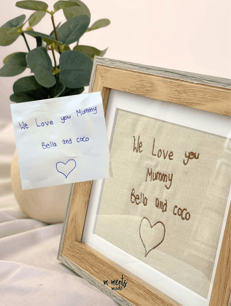 Custom Handwriting Embroidery Framed Keepsake
