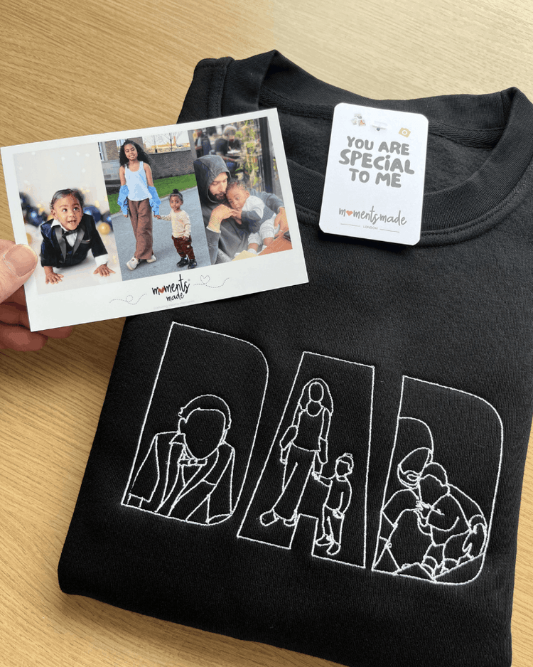 Personalised "DAD" Photo Outline Embroidered Hoodies, Sweatshirts & Zip-ups
