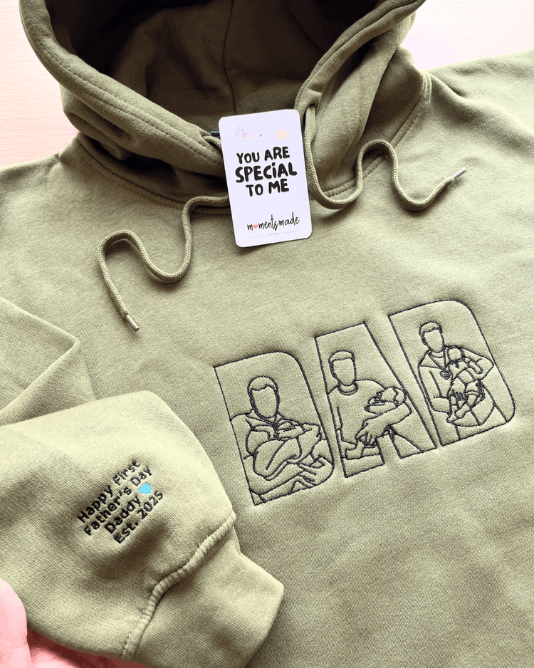 Personalised "DAD" Photo Outline Embroidered Hoodies, Sweatshirts & Zip-ups