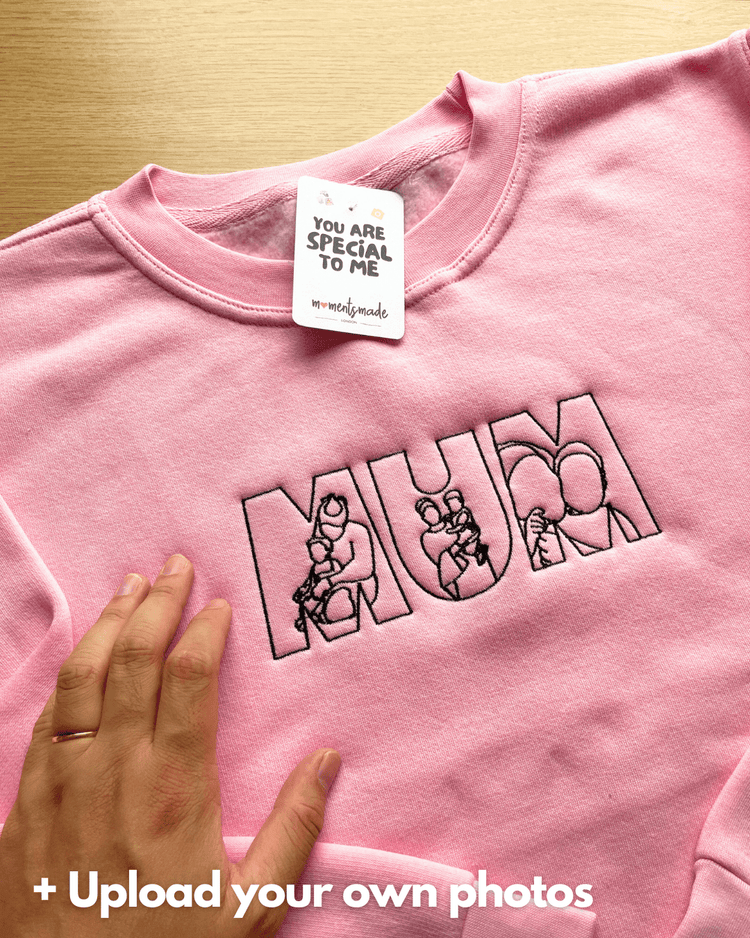 Personalised "MUM" Photo Outline Embroidered Hoodies, Sweatshirts & Zip-ups