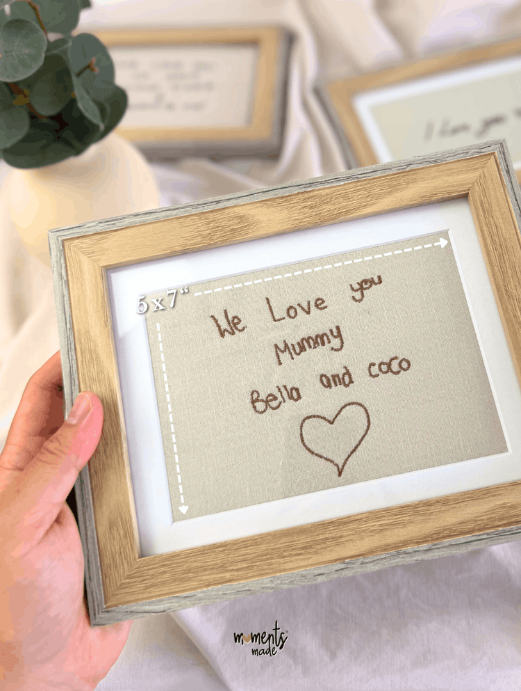 Custom Handwriting Embroidery Framed Keepsake