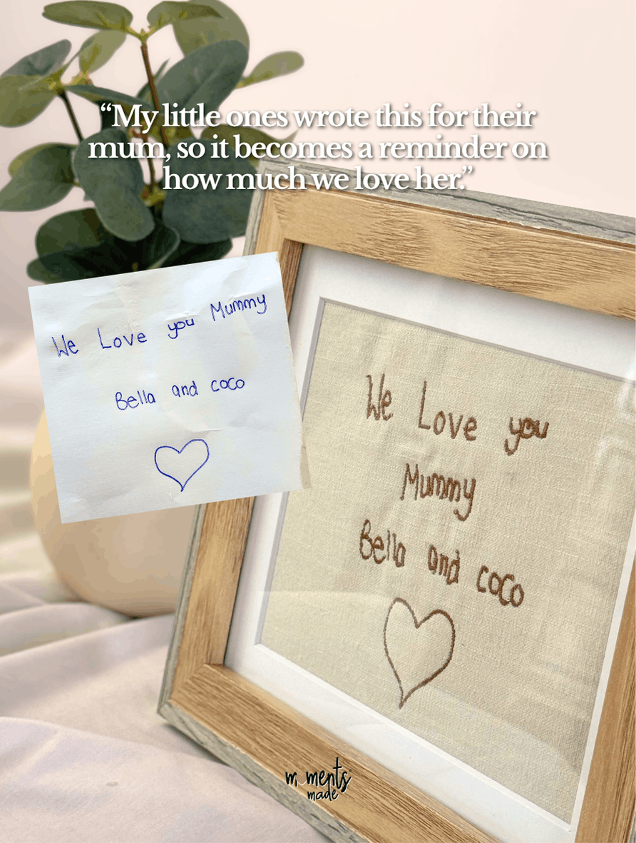 Custom Handwriting & Drawing Embroidery Framed Keepsake