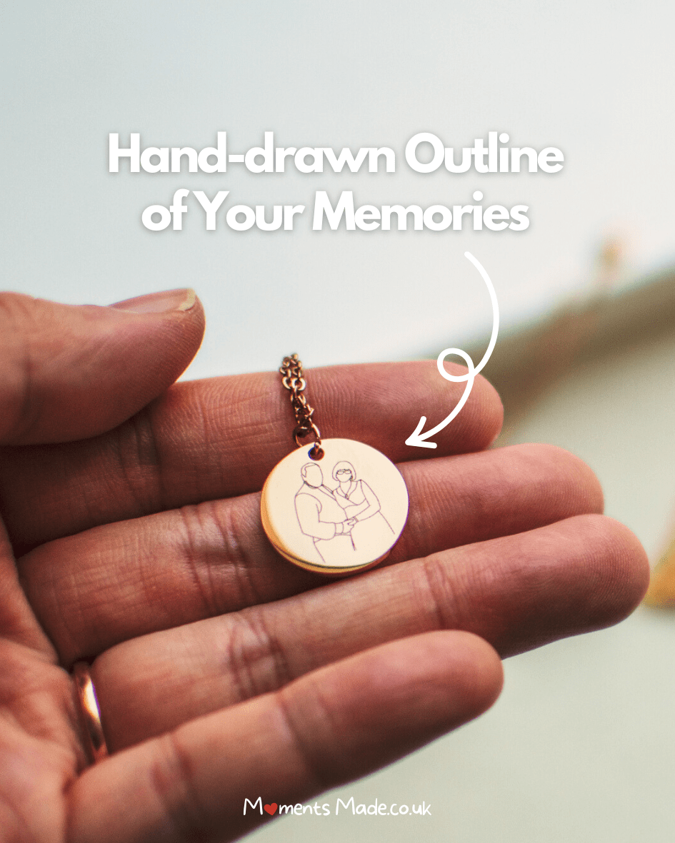 MomentsMade© Hand-drawn Photo Outline Round Necklace ✨